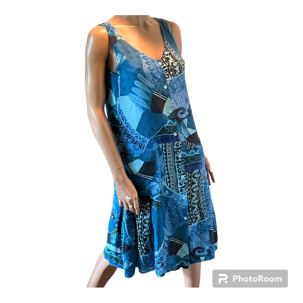 Jan Pedersen size 6 blue silk dress sleeveless button front New Without Tags